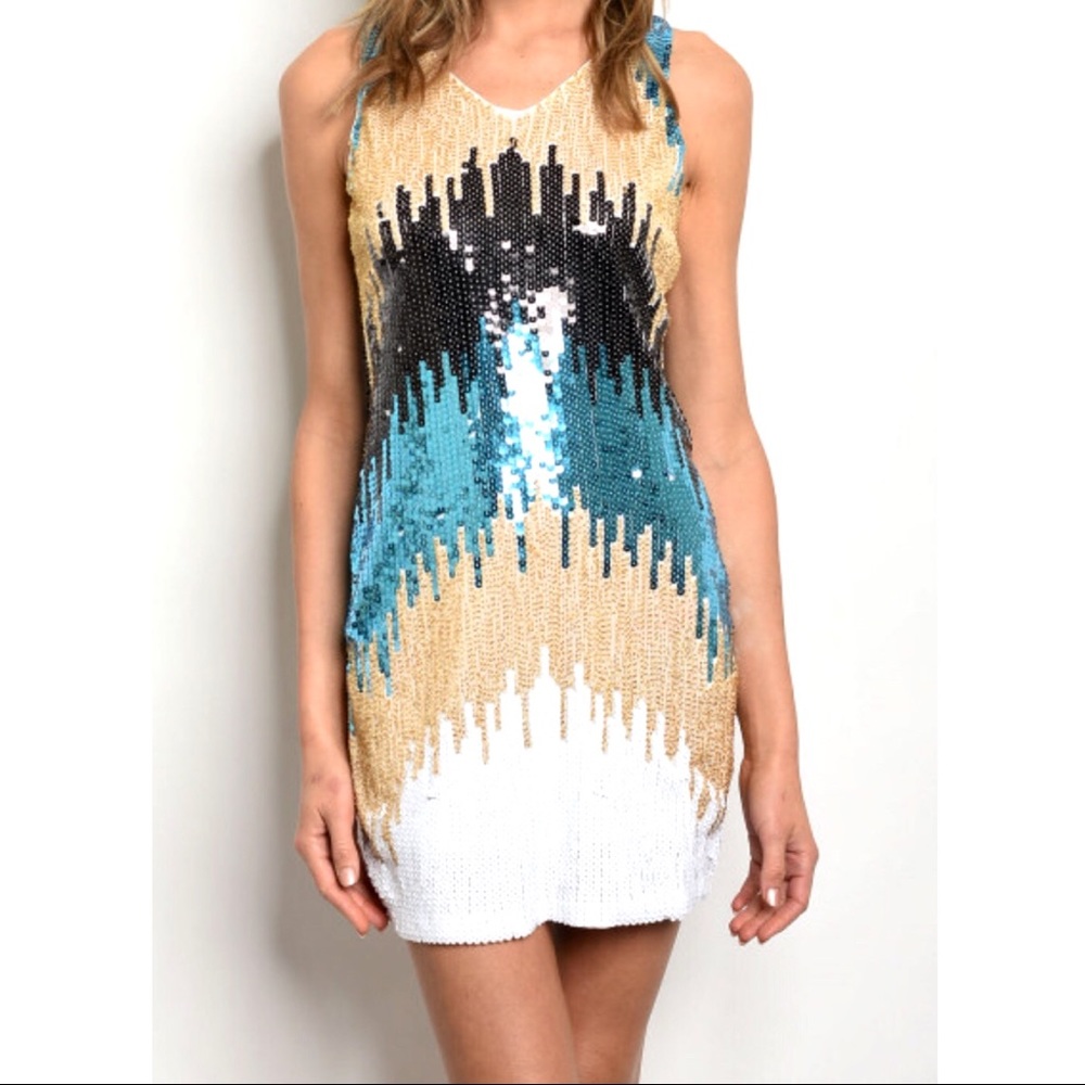 ✨2019✨”THE INFLUENCER”✨SEQUIN STRETCHY SHIFT DRESS - Picture 2 of 7